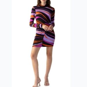 NWT Sanctuary Abstract Colors Mock Neck Body-con Dress X-small
